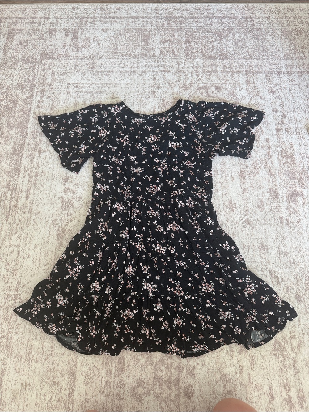 Abercrombie & Fitch Black Mini Dress with Light Pink Floral Print